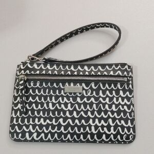 Kate Spade Black and White Wave Pattern Wristlet